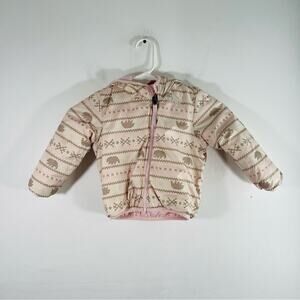 The North Face Pink Tan Bear Reversible Poly Filled Puffer Jacket 12-18 Month